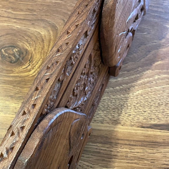 Vintage Carved Sliding Bookends Elephants Adjustable Bohemian - Picture 6 of 12